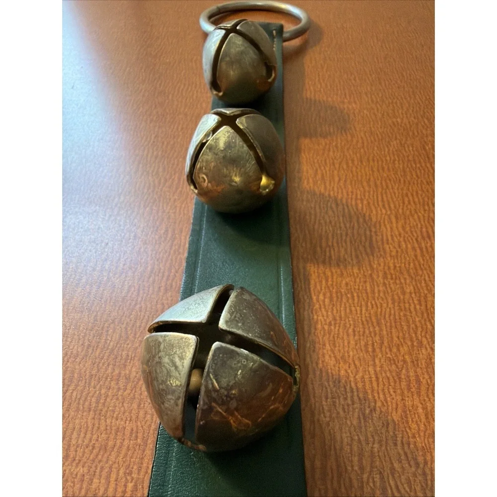 Vtg 3 Brass Sleigh Bells on 12